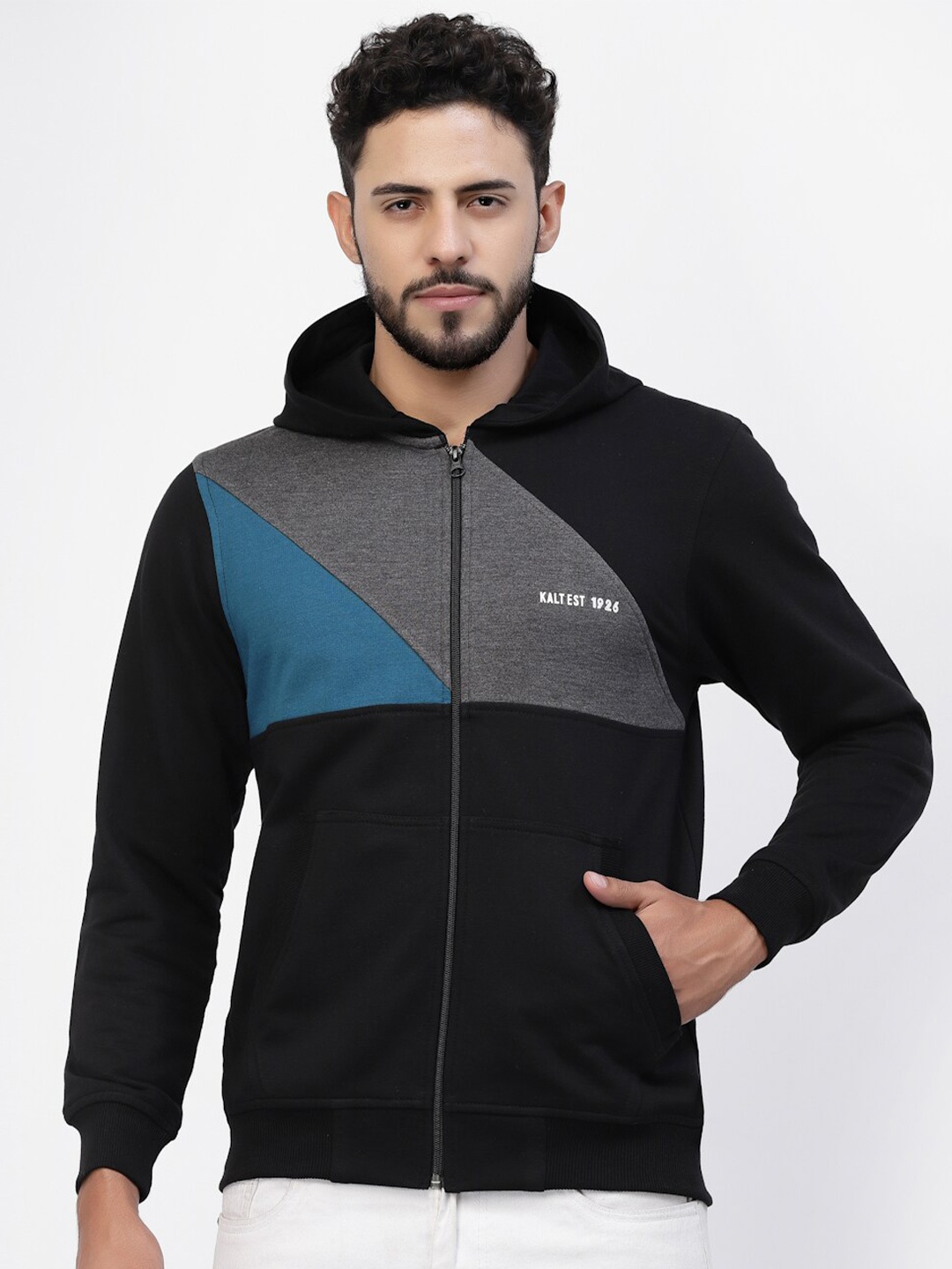 

Kalt Colourblocked Hooded Sweatshirt, Black