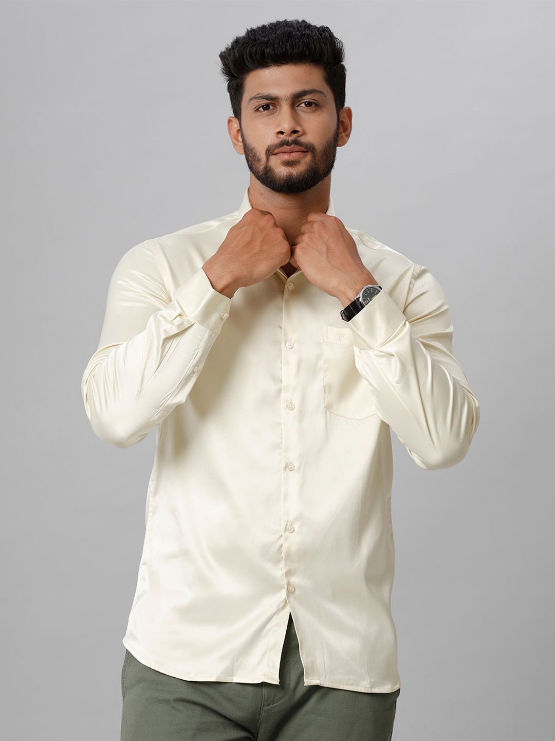 

Ramraj Spread Collar Casual Shirt, Cream