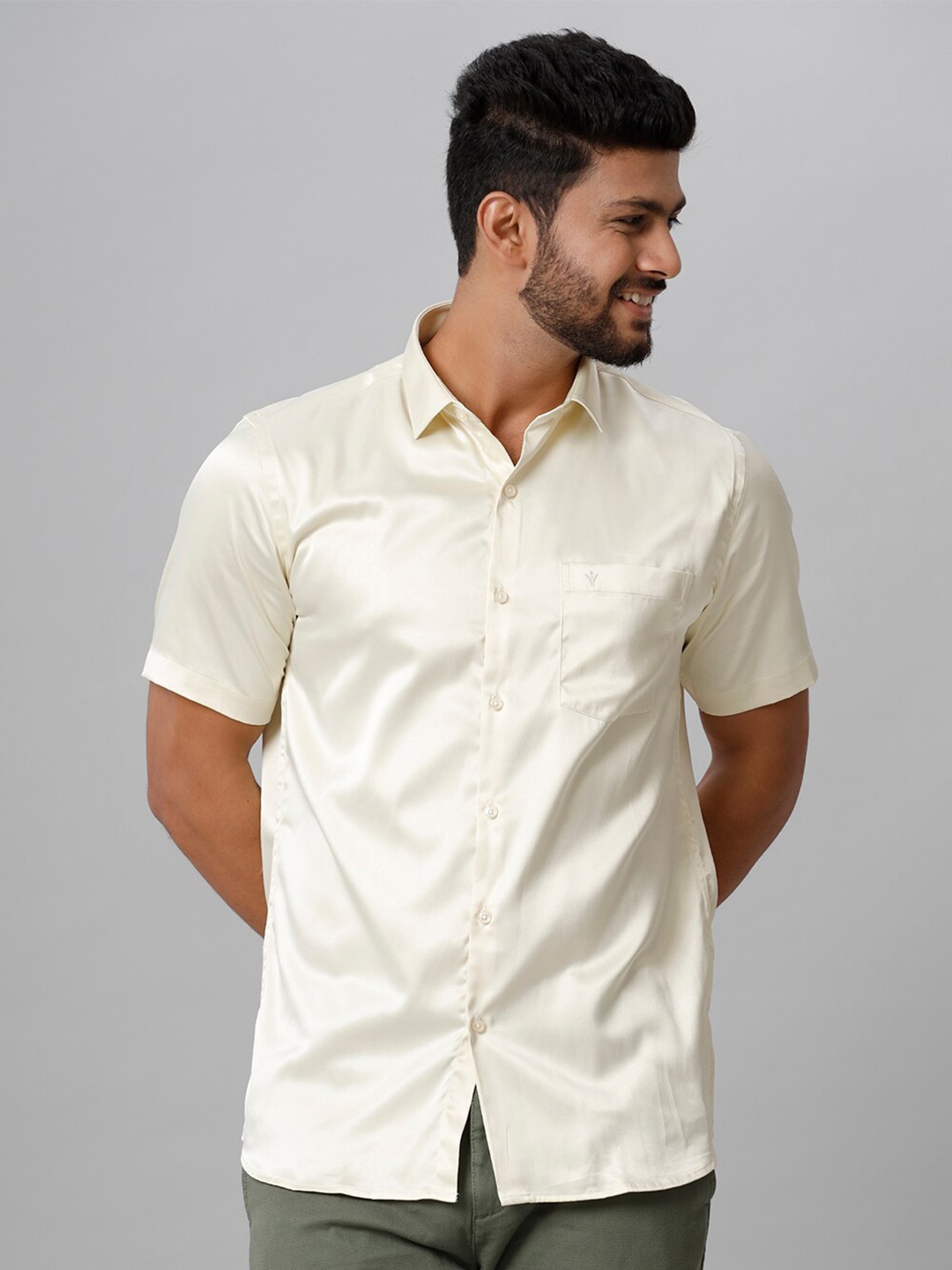 

Ramraj Spread Collar Casual Shirt, Cream