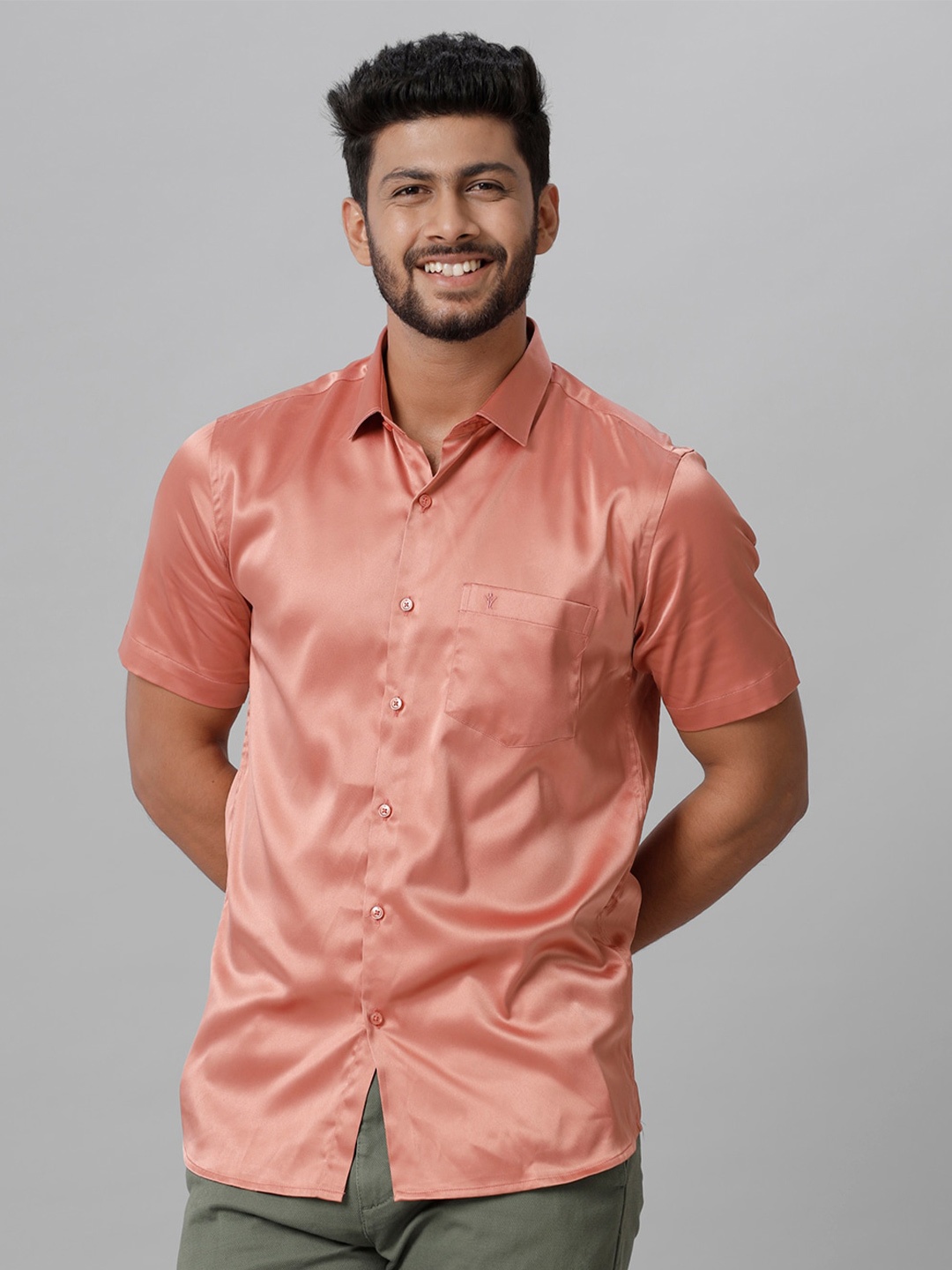 

Ramraj Spread Collar Casual Shirt, Peach