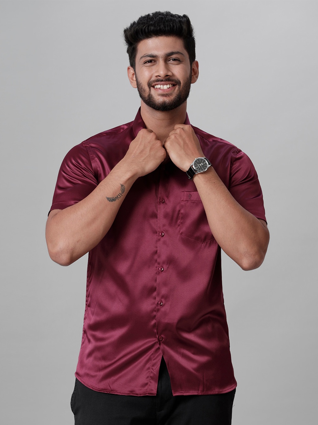 

Ramraj Spread Collar Casual Shirt, Maroon