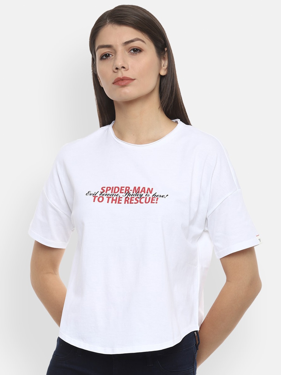 

Van Heusen Woman Spider Man Print Cotton Top, White