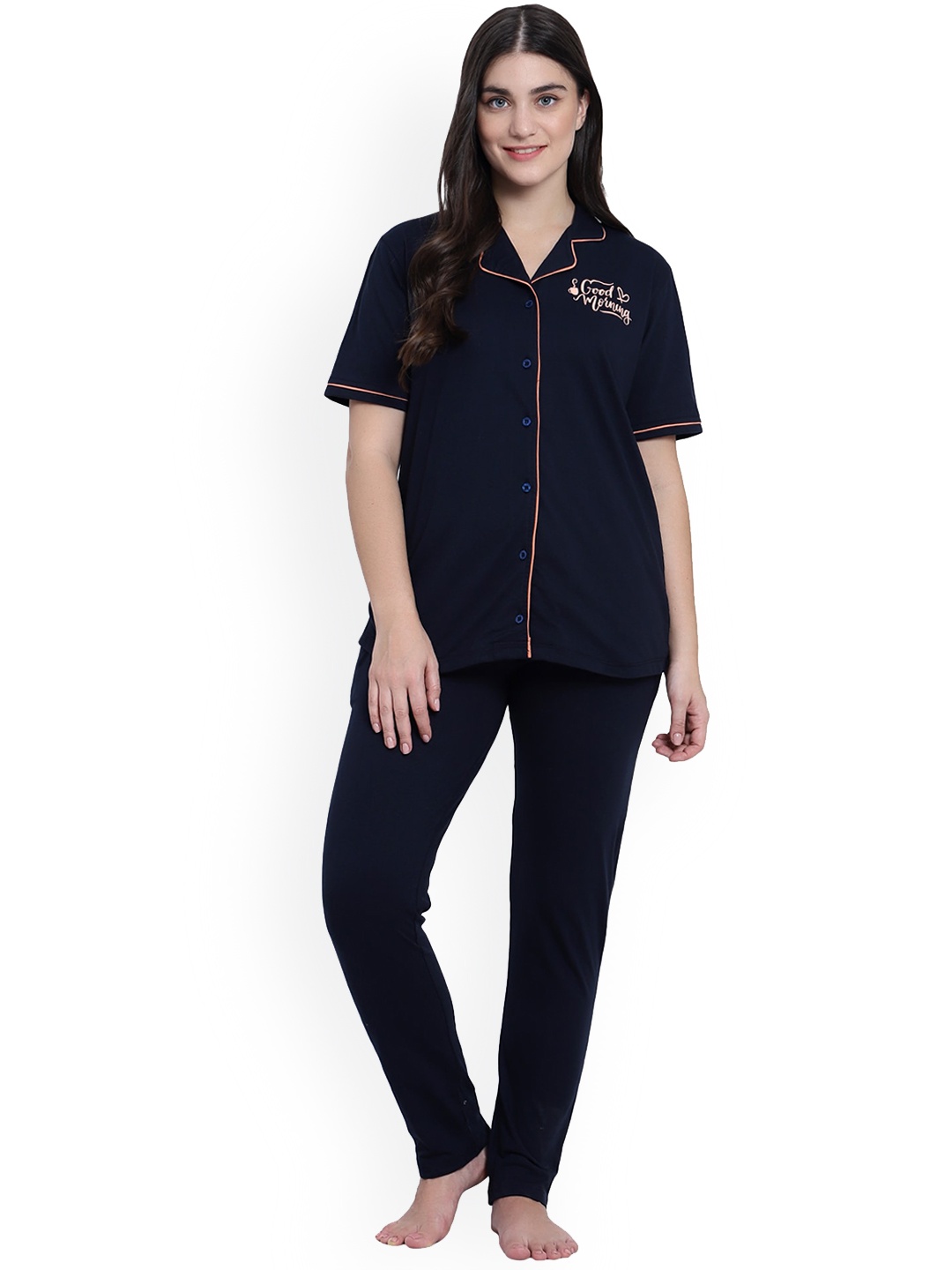 

Lugo Lapel Collar Night Suit, Navy blue