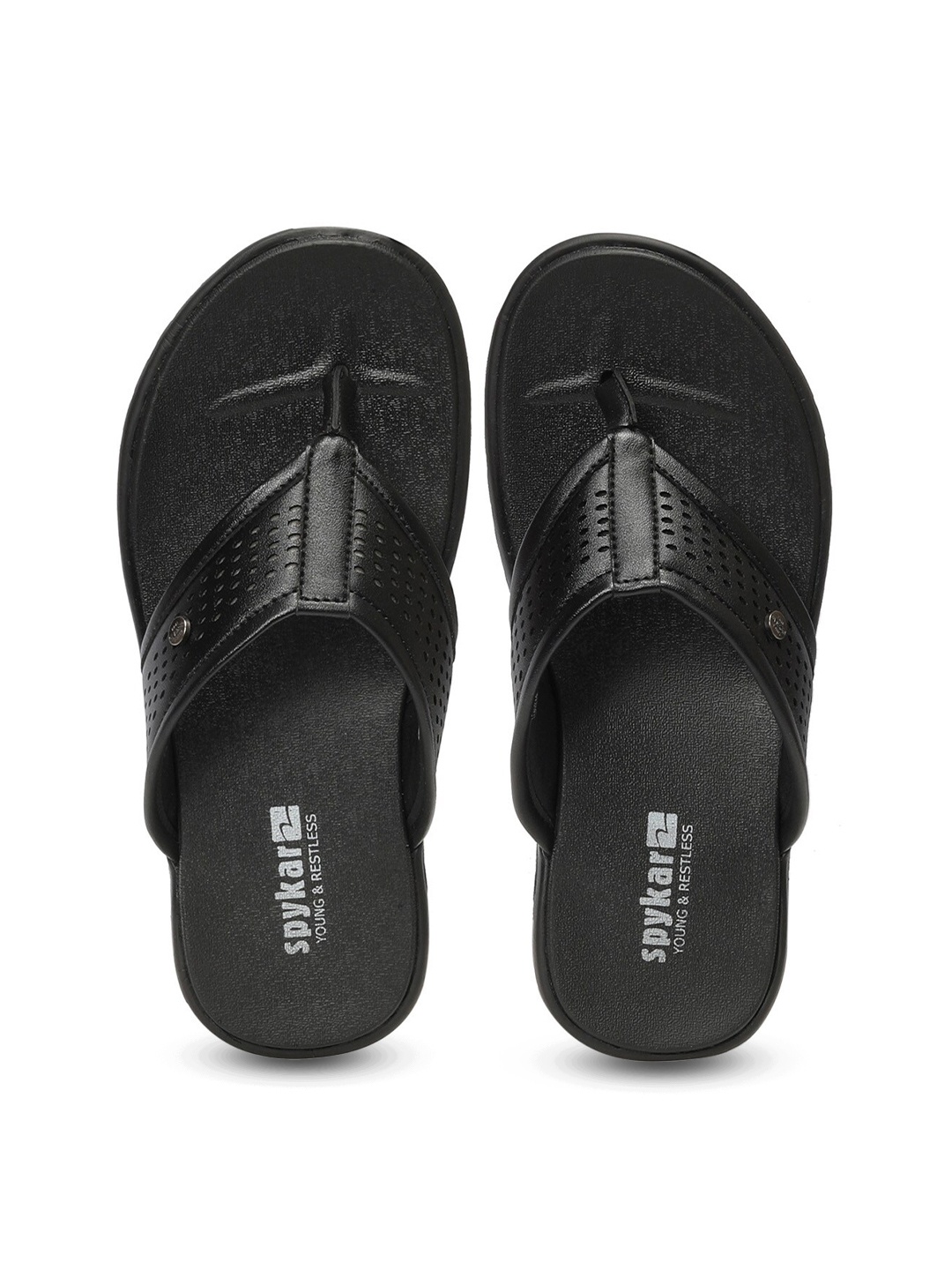 

SPYKAR Men Floaters Self Design Thong Flip-Flops, Black