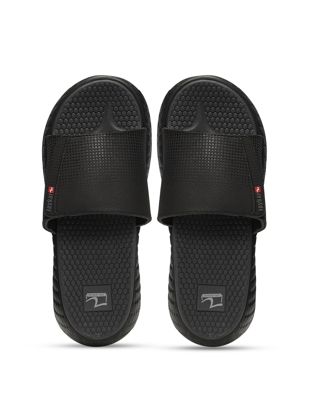 

SPYKAR Men Self Design Sliders With Velcro Closure, Black