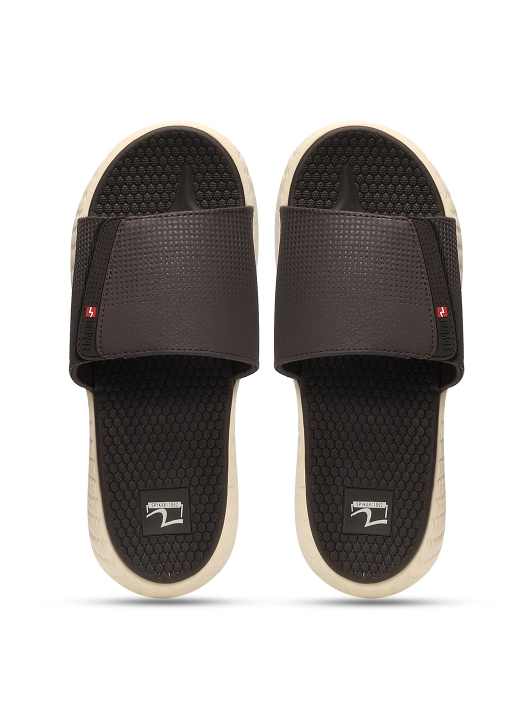 

SPYKAR Men Self Design Sliders With Velcro Closure, Brown
