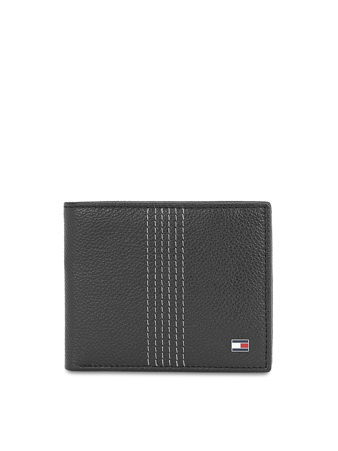 

Tommy Hilfiger Men Textured Leather Two Fold Wallet, Black