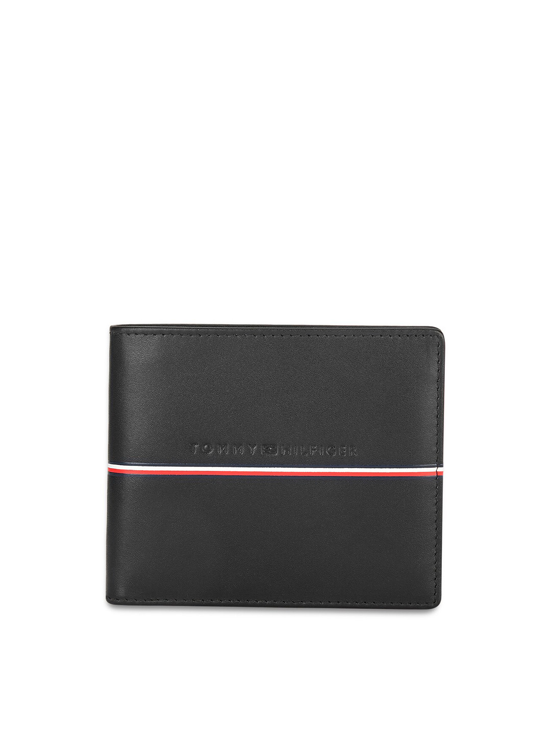 

Tommy Hilfiger Men Textured Leather Two Fold Wallet, Black