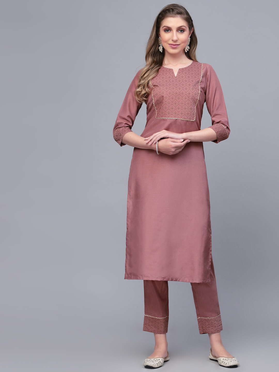 

KALINI Ethnic Motif Printed Regular Kurta with Trousers, Pink
