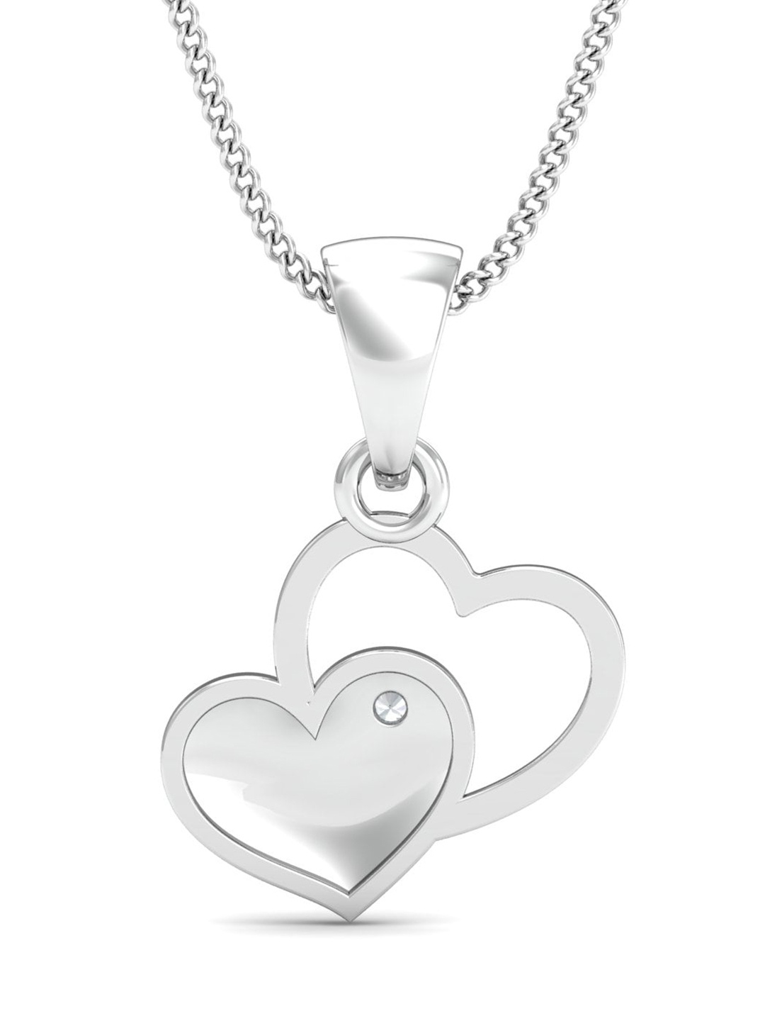 

KUBERBOX Matter-of-love Heart 18KT White Gold Diamond-Studded Pendant-1.06 gm, Silver