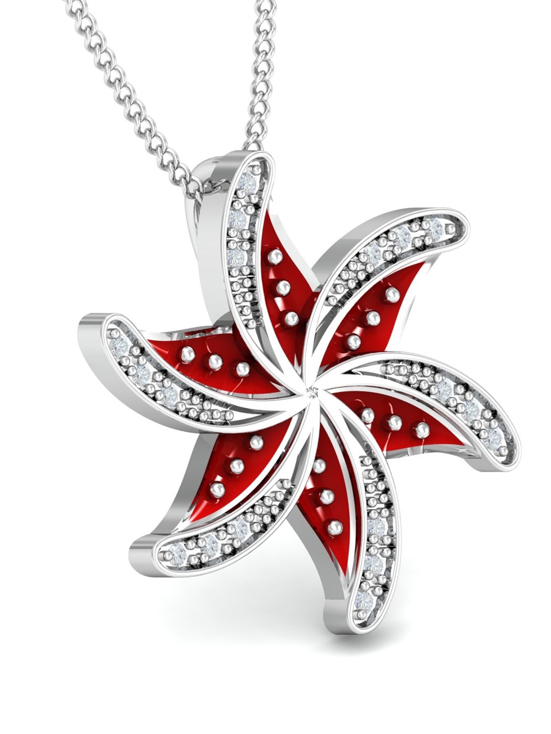 

KUBERBOX 18KT White Gold Diamond-Studded Starfish Pendant 1.76 gm, Silver