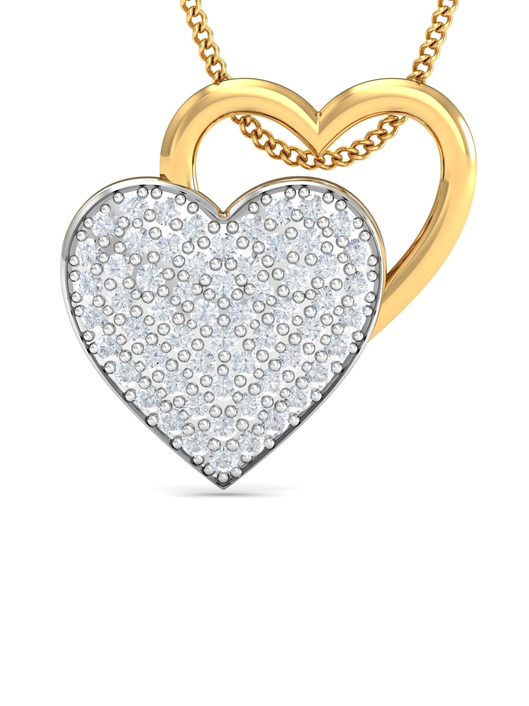 

KUBERBOX 18KT Gold Diamond Studded Heart Pendant -1.58 gm
