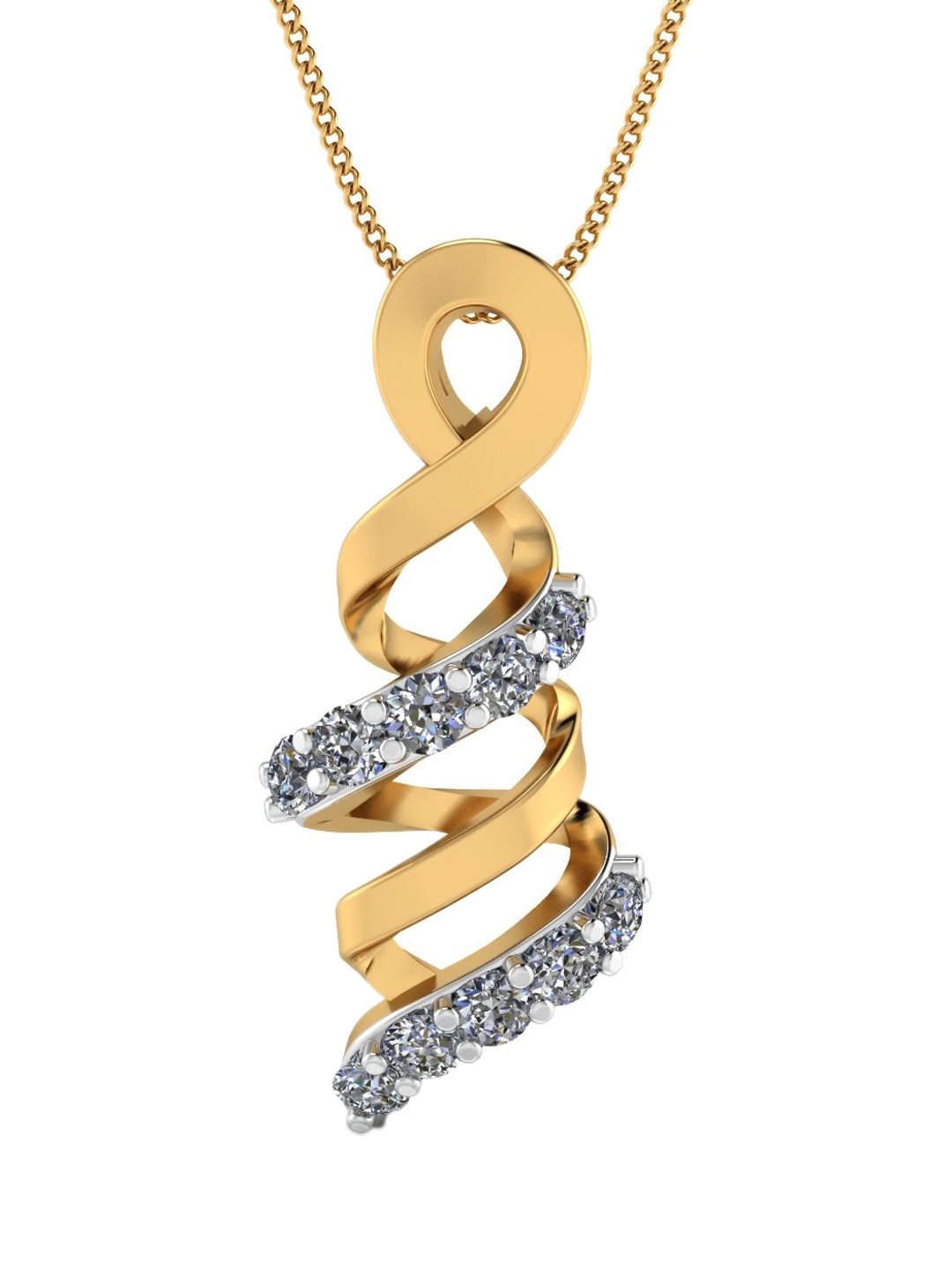 

KUBERBOX Helix 18KT Gold Diamond Studded Pendant -0.57gm