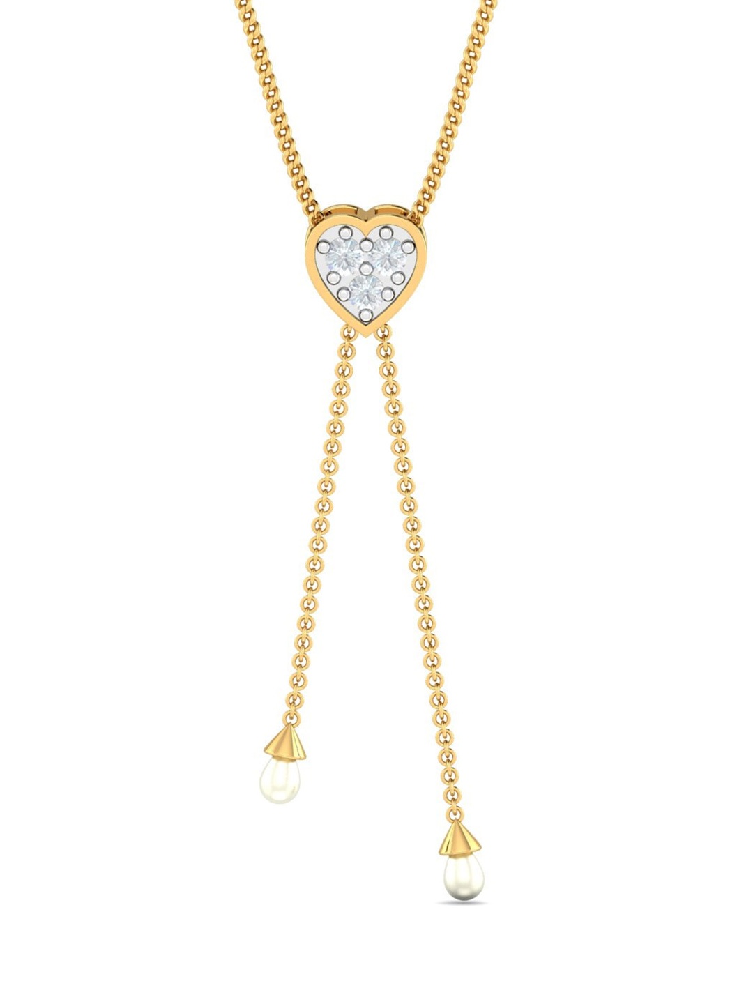 

KUBERBOX Esty 18KT Gold Diamond Studded Heart Pearl Pendant - 0.87gm