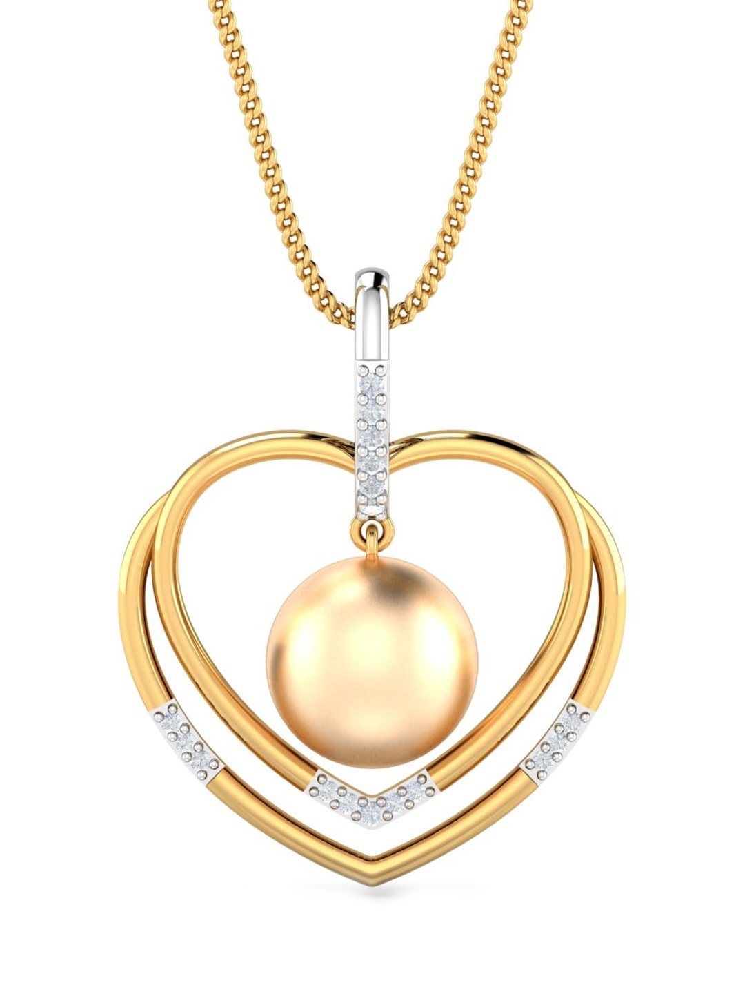 

KUBERBOX Pearl-o-Heart 18KT Gold Diamond Studded Pendant-1.67gm