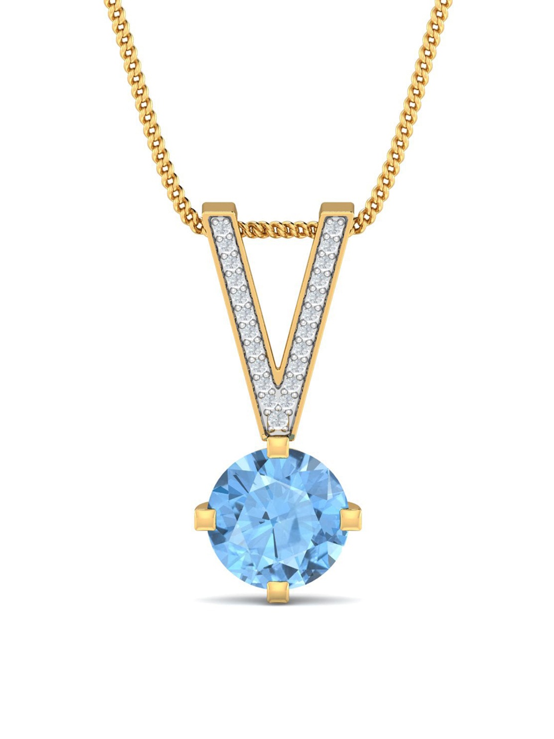 

KUBERBOX 18KT Gold Diamond-Studded Ambrosia Aqua Charm Pendant 1.32 gm