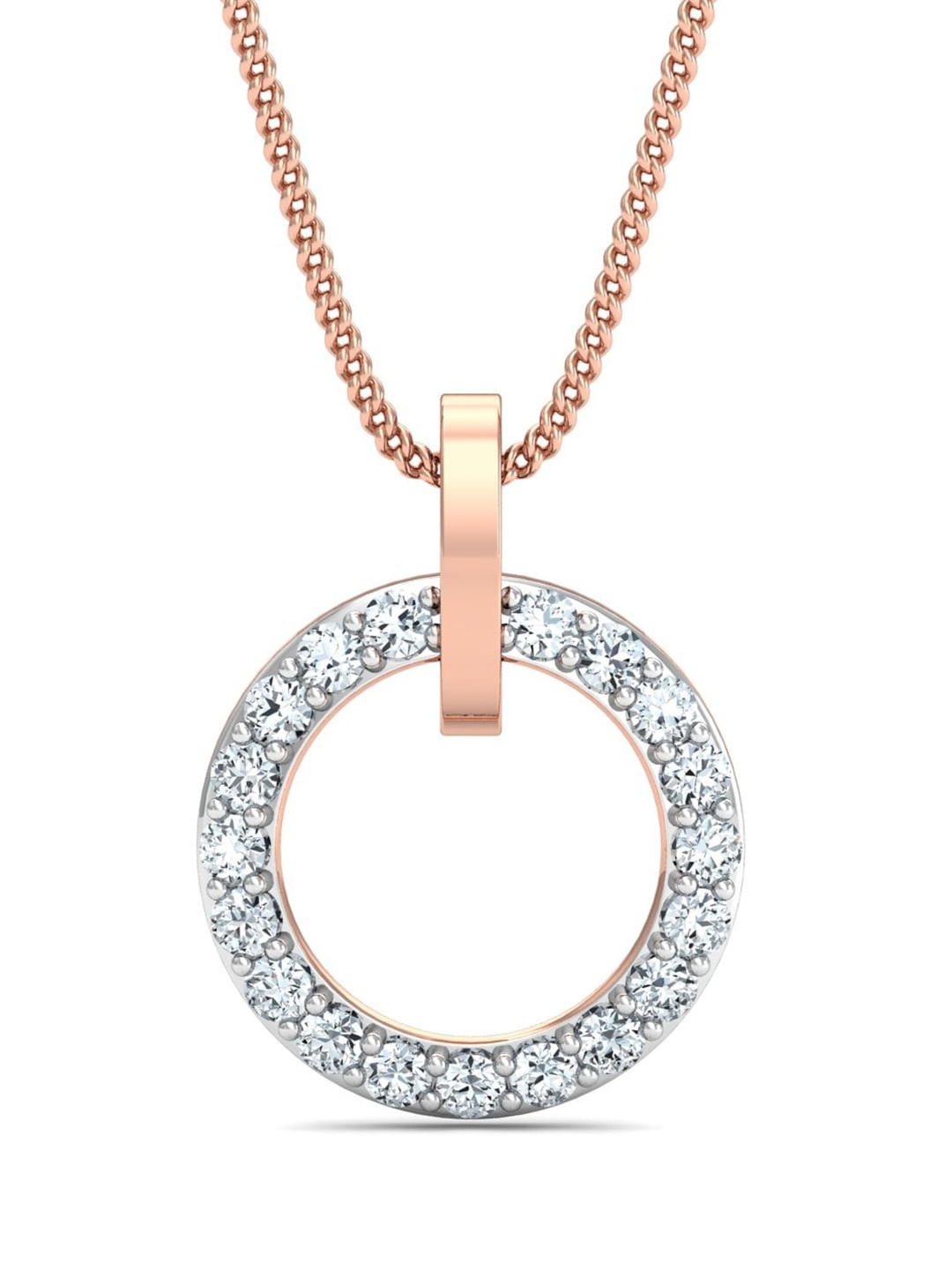 

KUBERBOX Halo 18KT Rose Gold Diamond Studded Pendant-0.8gm