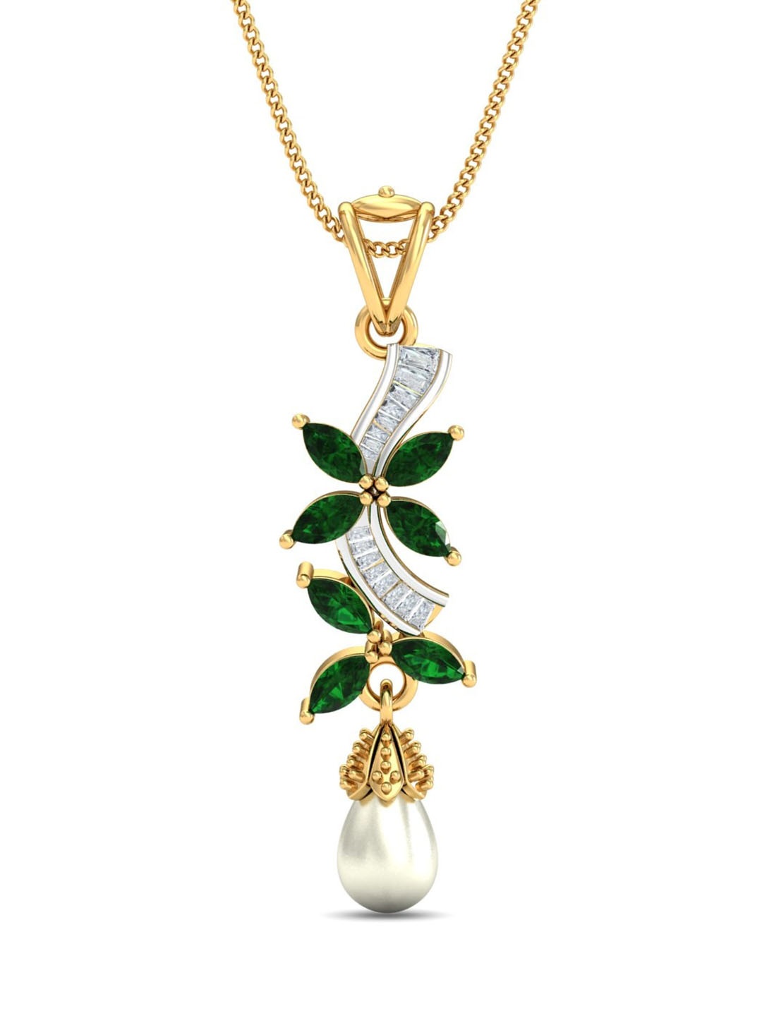 

KUBERBOX Colette 18KT Gold Diamond-Studded Emerald Pendant-1.58gm