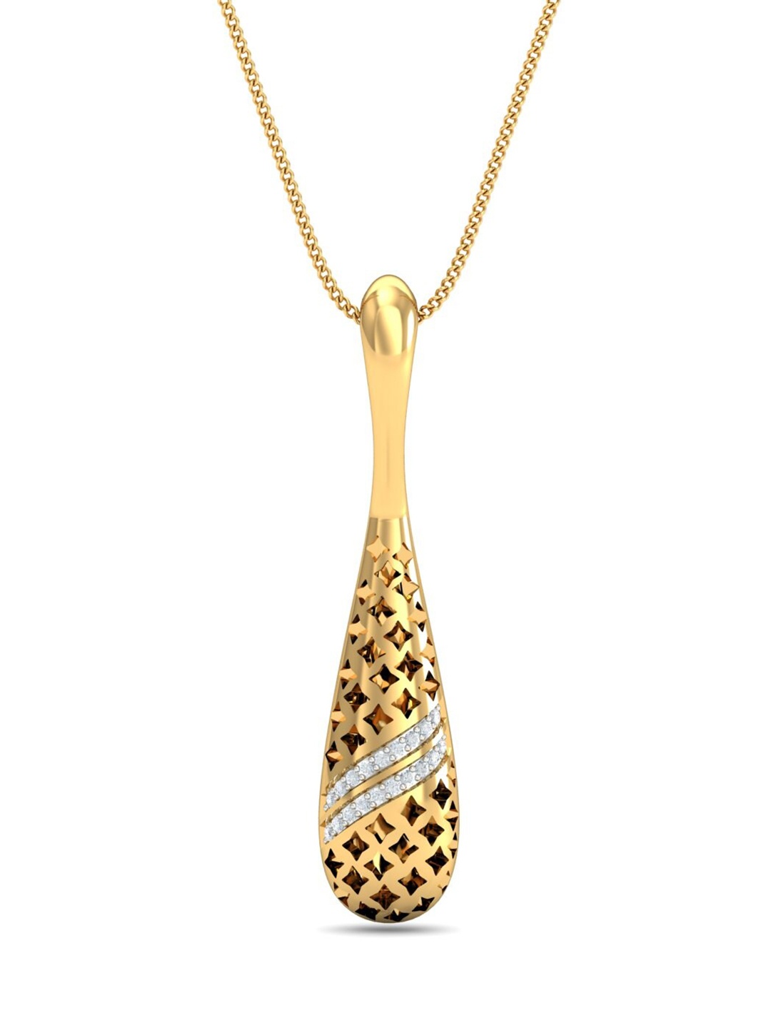 

KUBERBOX Chic Filigree 18KT Gold Diamond-Studded Pendant-4.05 gm