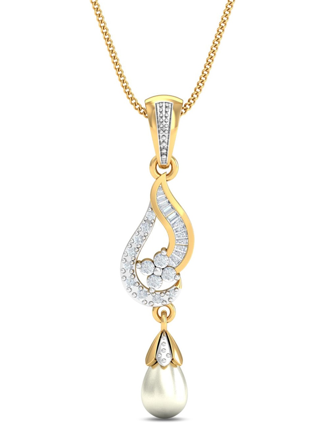 

KUBERBOX Luna Curvy 18KT Gold Diamond-Studded Pendant - 1.41 gm