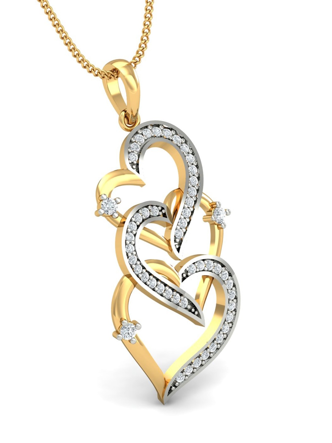 

KUBERBOX Cascaded 18KT Gold Diamond Studded Heart Pendant -2.04g