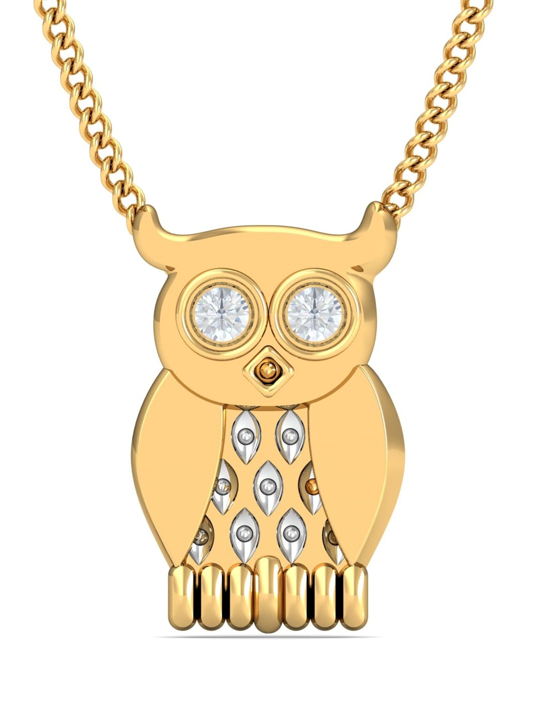 

KUBERBOX 18KT Gold Layered Owl Diamond Pendant -1.47 gm