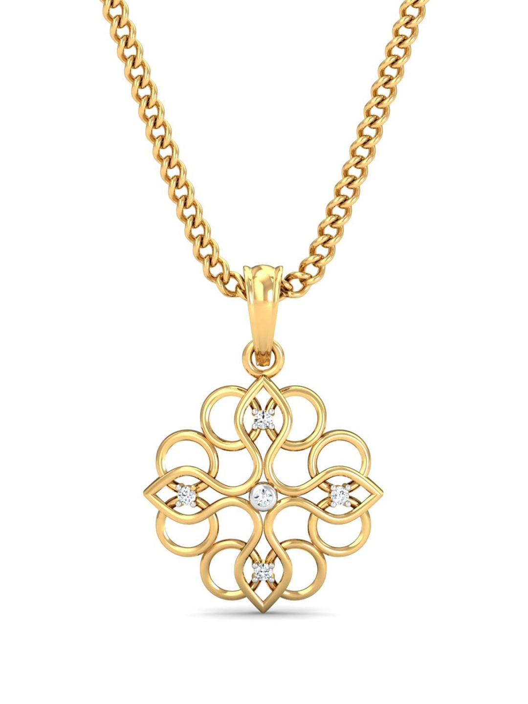 

KUBERBOX Parinata 18KT Gold Diamond-Studded Pendant 1.12 gm