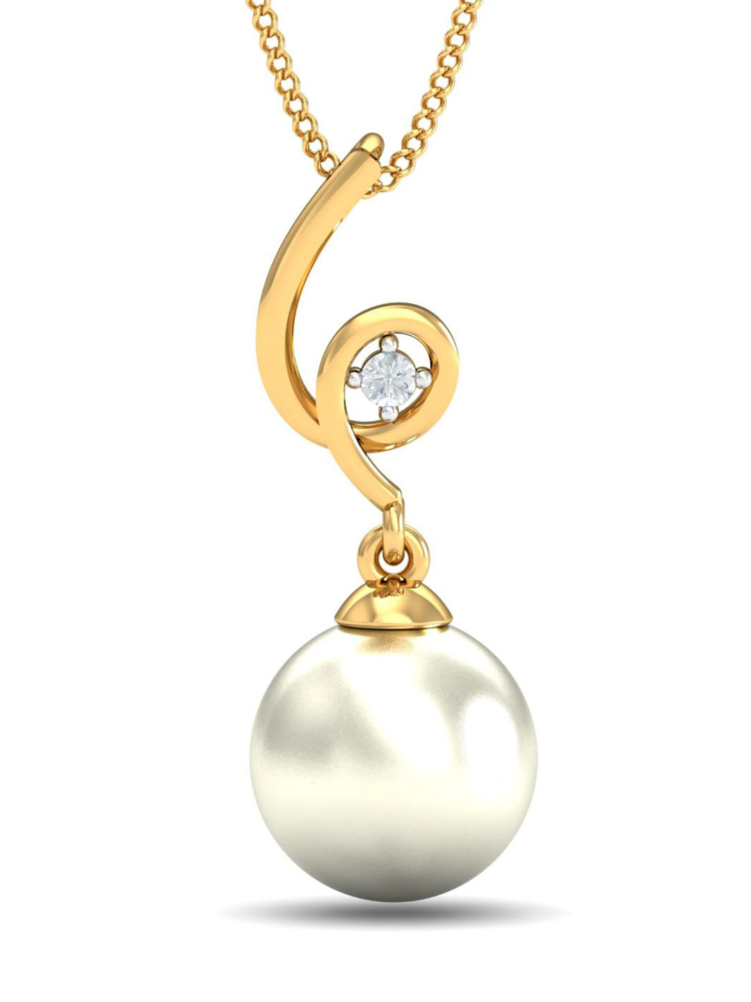 

KUBERBOX Mabel 18KT Gold Diamond-Studded Pearl Pendant 0.54 gm
