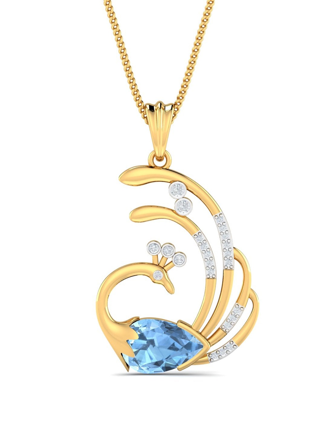 

KUBERBOX Cyra Peacock 18KT Gold Diamond And Gemstone-Studded Pendant - 2.21 gm