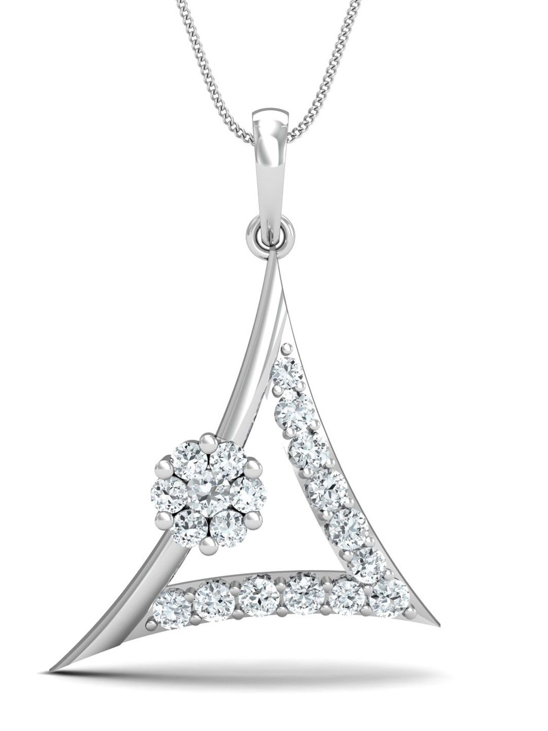 

KUBERBOX Charm Savvy 18KT White Gold Diamond-Studded Pendant-1.87gm, Silver