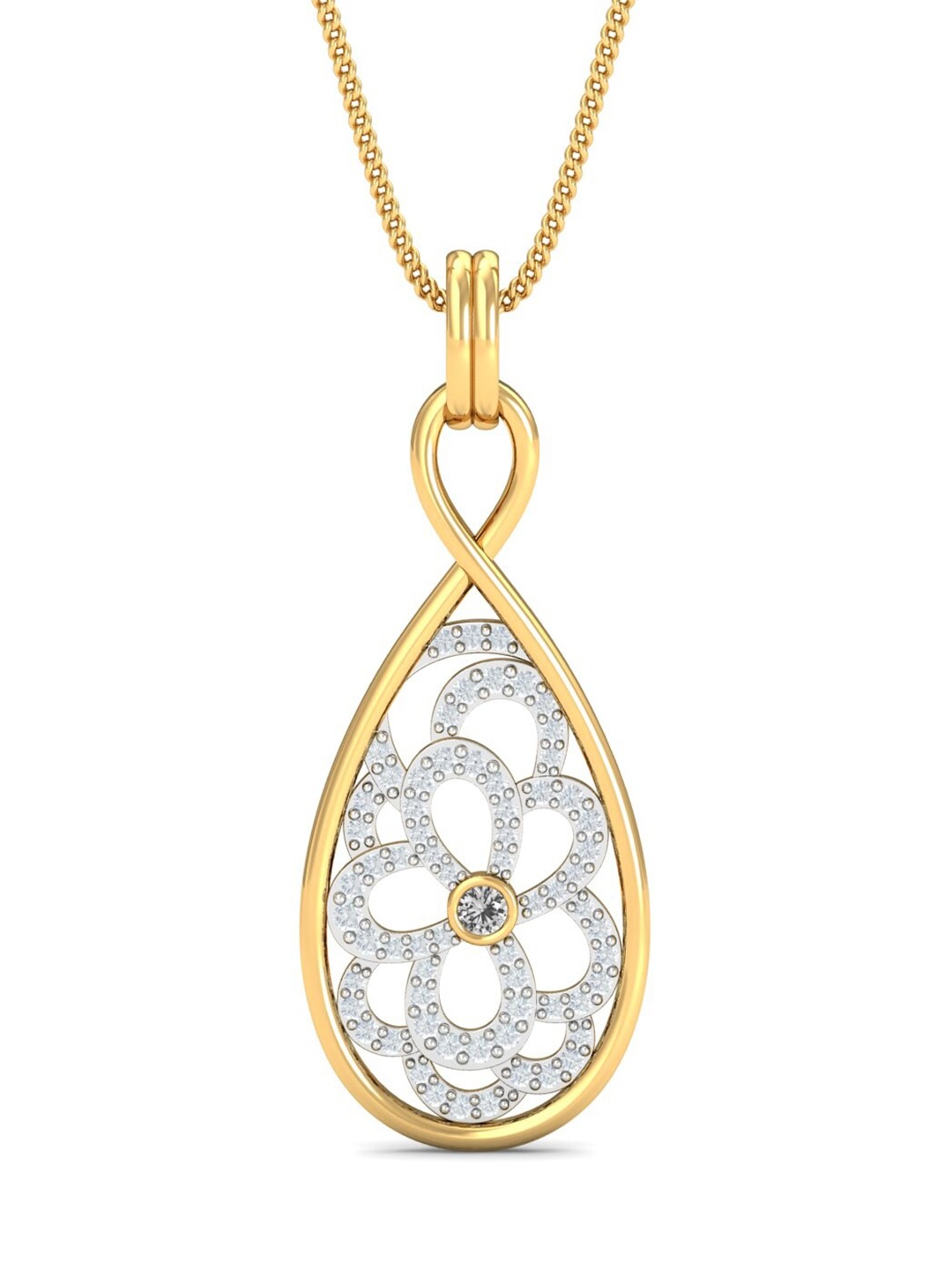 

KUBERBOX Ionna 18KT Gold Diamonds-Studded Pendant-2.46gm