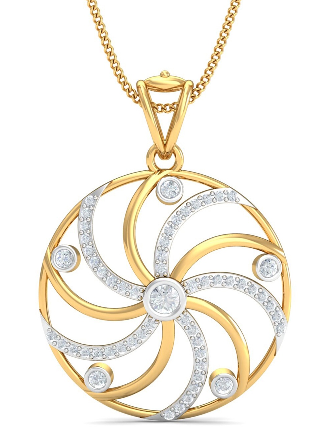 

KUBERBOX Charu Chakra 18KT Gold Diamond-Studded Pendant- 2.29 gm