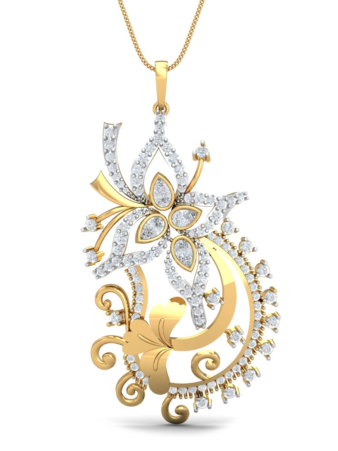 

KUBERBOX La Belleza 18KT Gold Diamond-Studded Pendant - 9.6gm