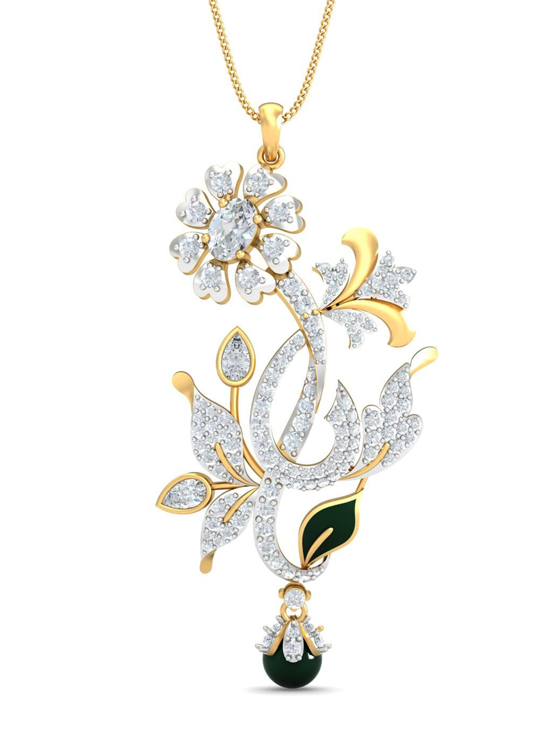 

KUBERBOX 18KT Gold Diamond-Studded Stern Chrome Pendant- 8.8 gm