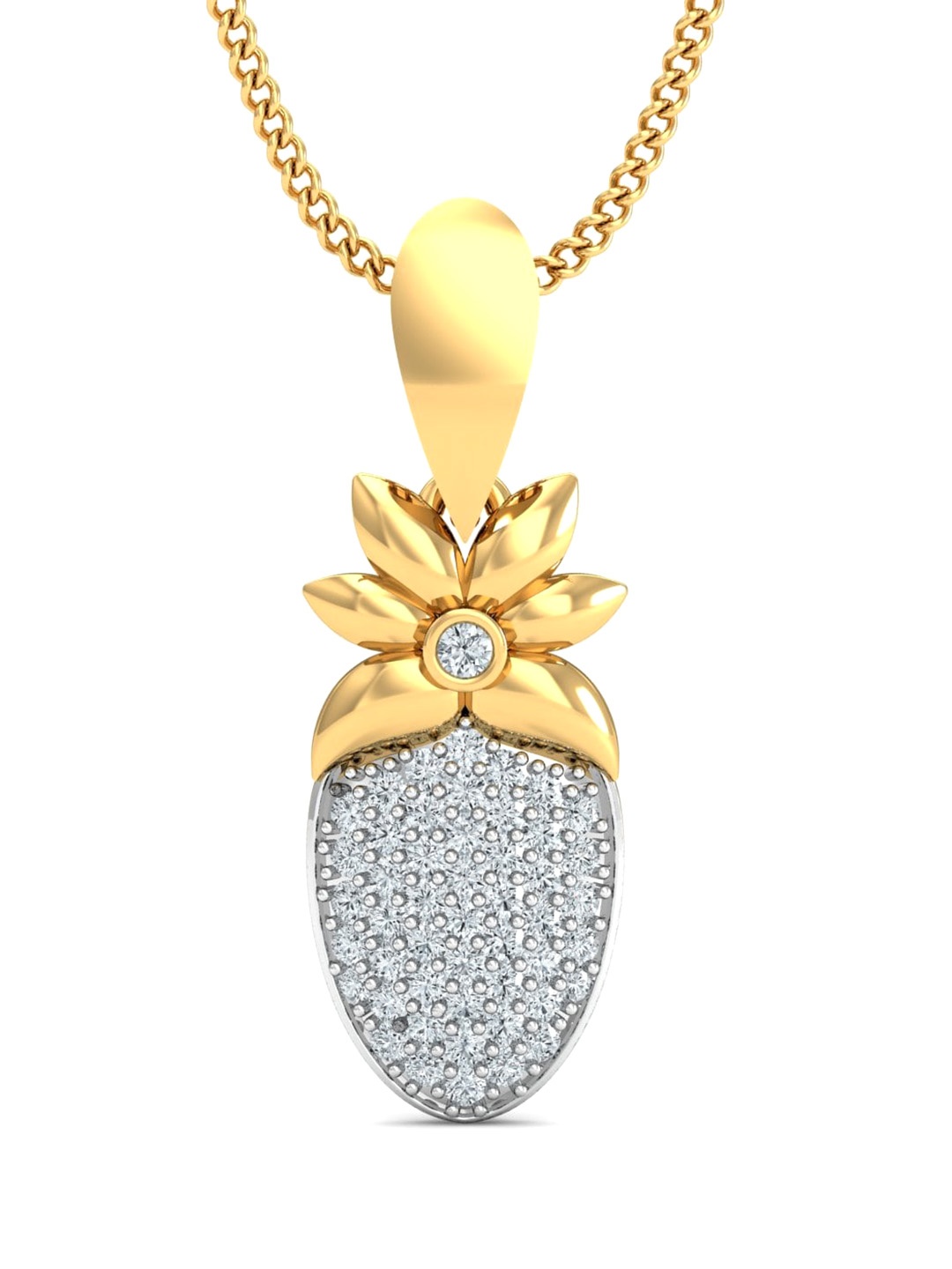 

KUBERBOX The Pineapple 18KT Gold Diamonds Studded Pendant -1.08gm