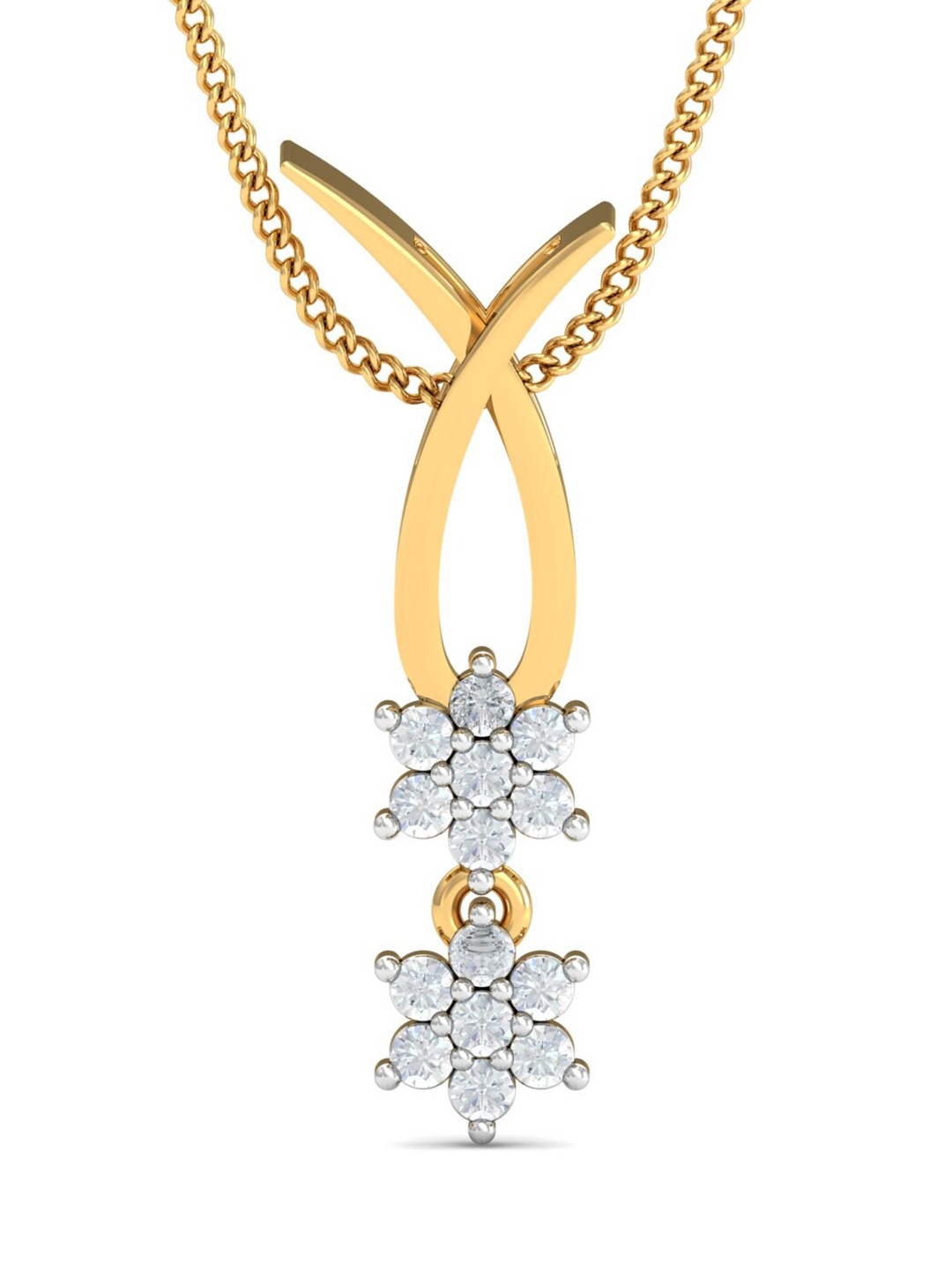 

KUBERBOX 18KT Gold Diamond-Studded Double Spark Pendant- 0.9 gm