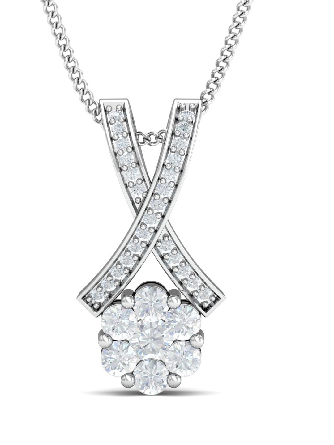 

KUBERBOX Sduire Solitaire 18KT White Gold Diamond-Studded Pendant-1.54gm, Silver