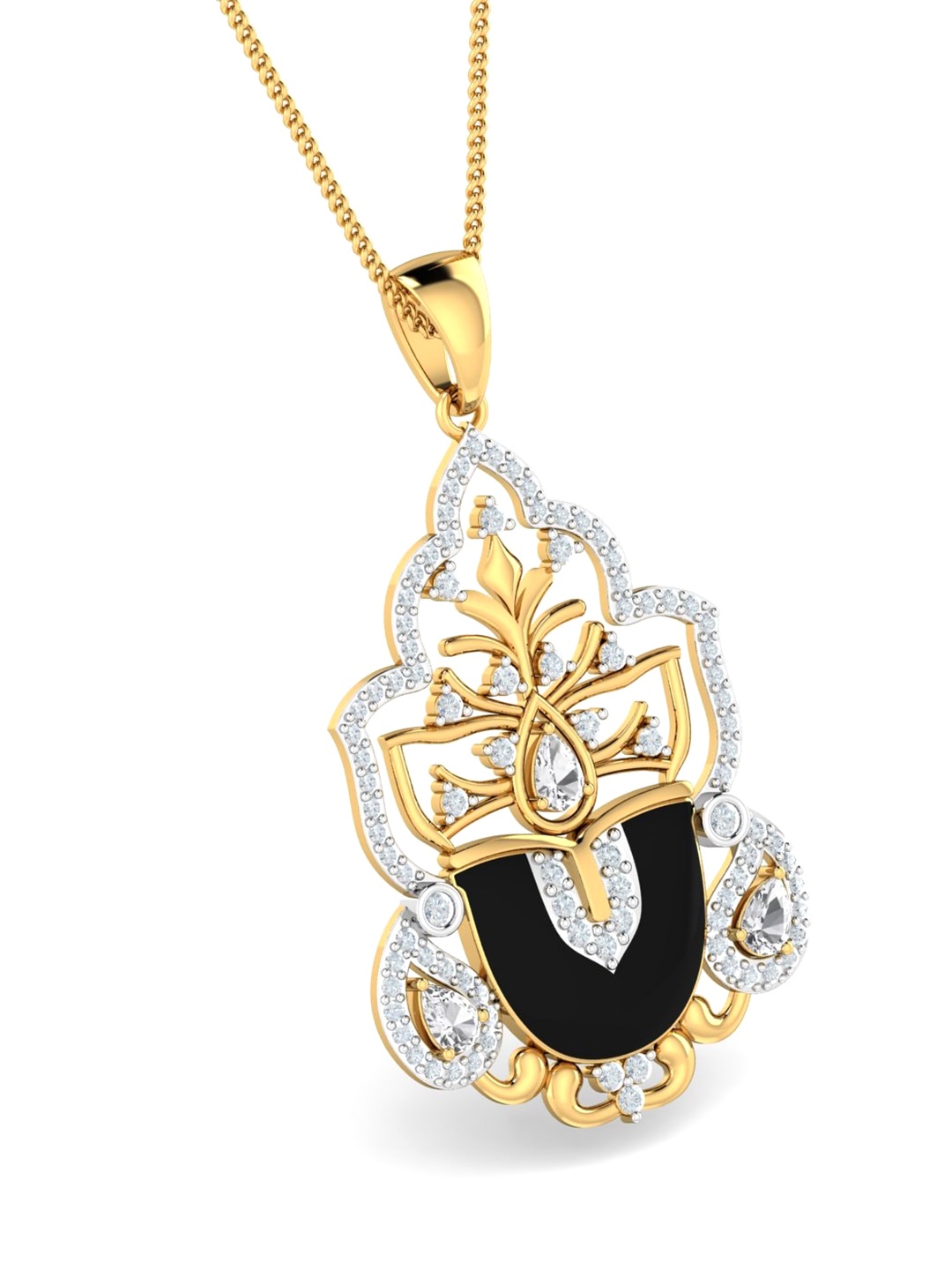 

KUBERBOX Tirupati Balaji 18KT Gold Diamond-Studded Pendant-2.85gm