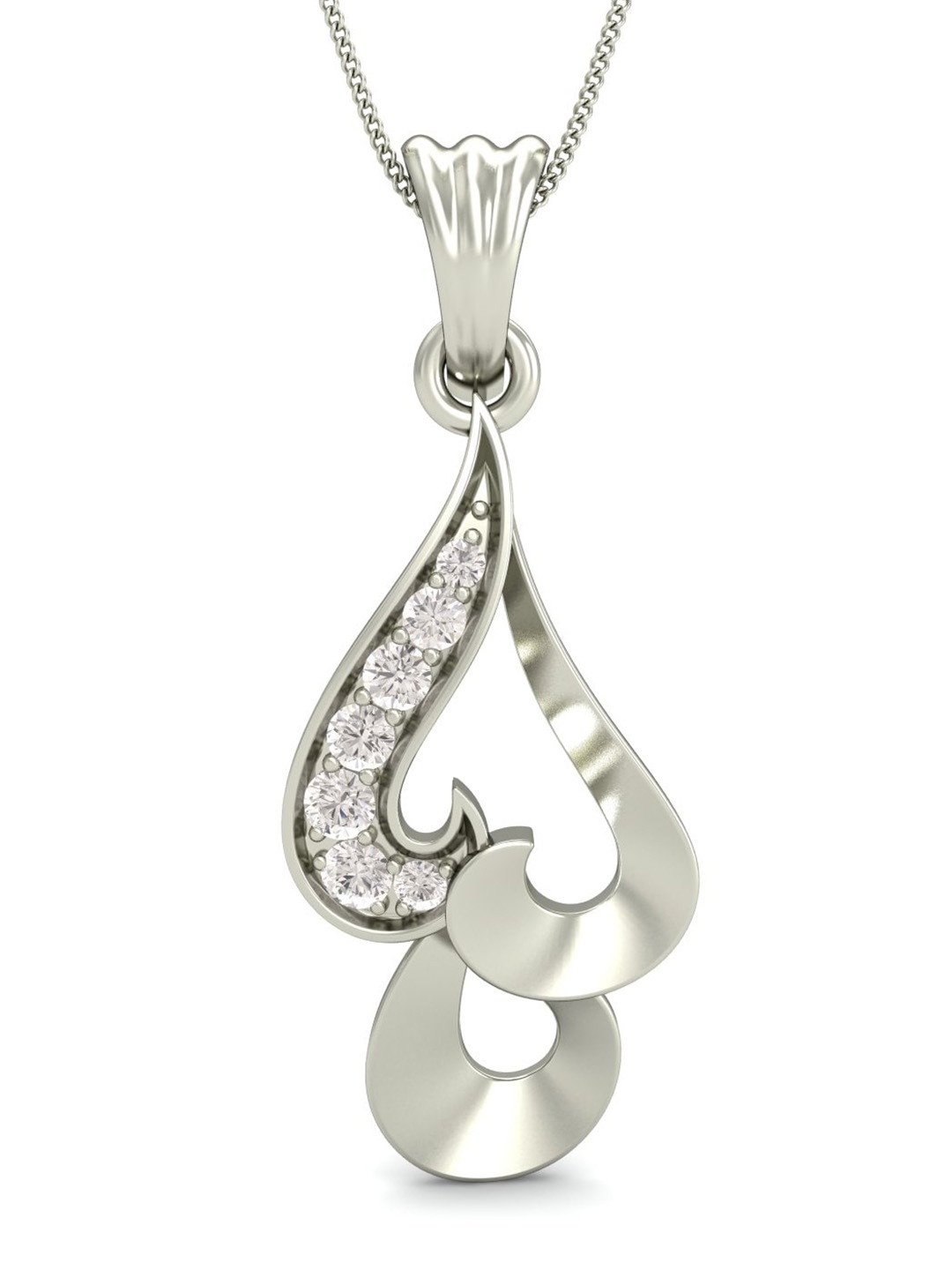 

KUBERBOX 18KT White Gold Diamond-Studded Pendant -1.36gm, Silver