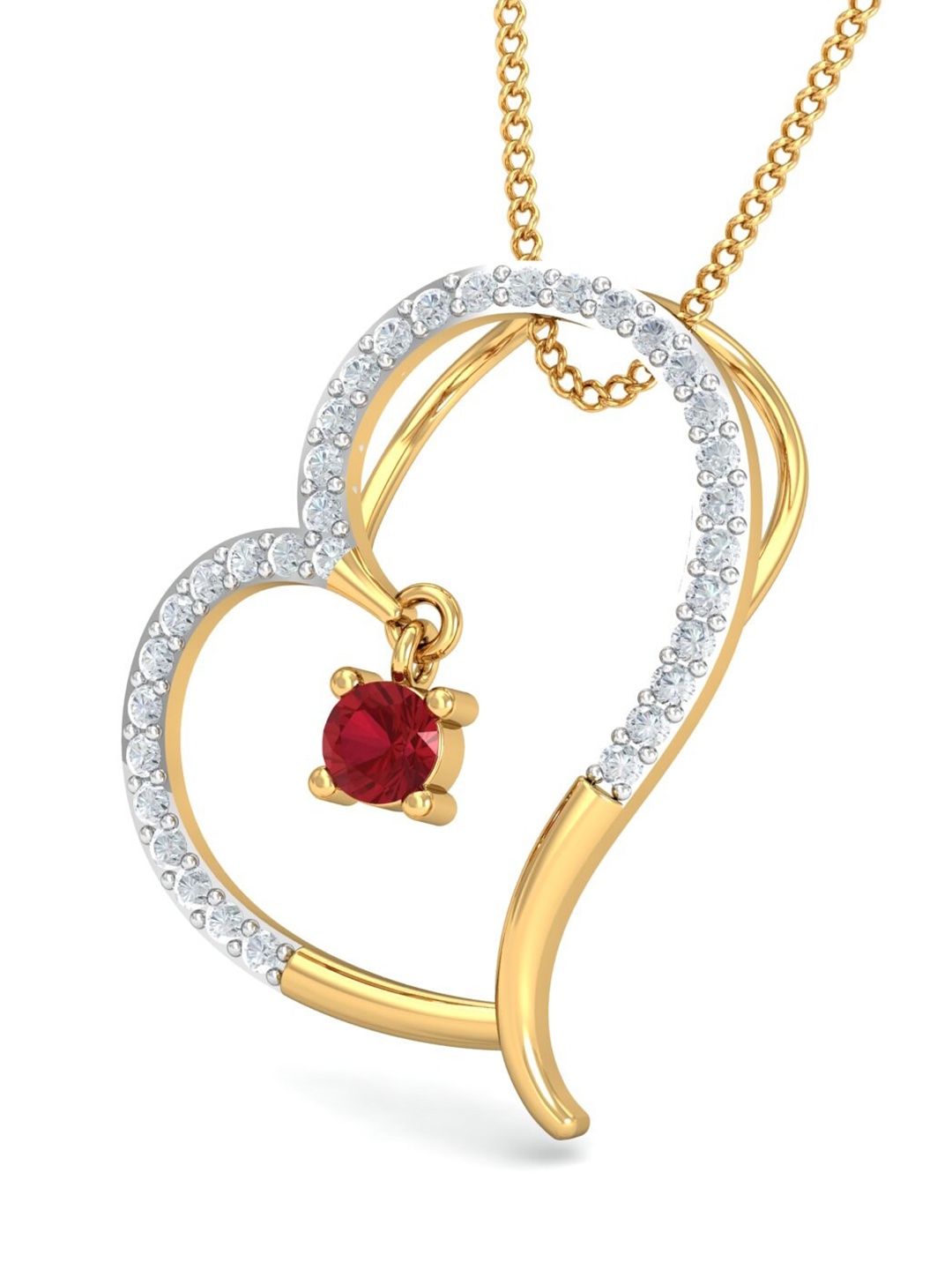 

KUBERBOX Adla 18KT Gold Diamond-Studded Ruby Pendant-1.31 gm