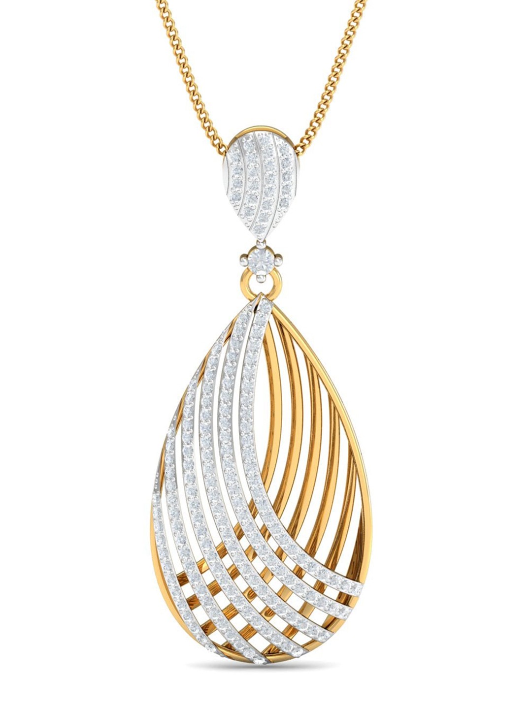 

KUBERBOX Andrea Overlap 18KT Gold Diamond-Studded Pendant - 2.73gm