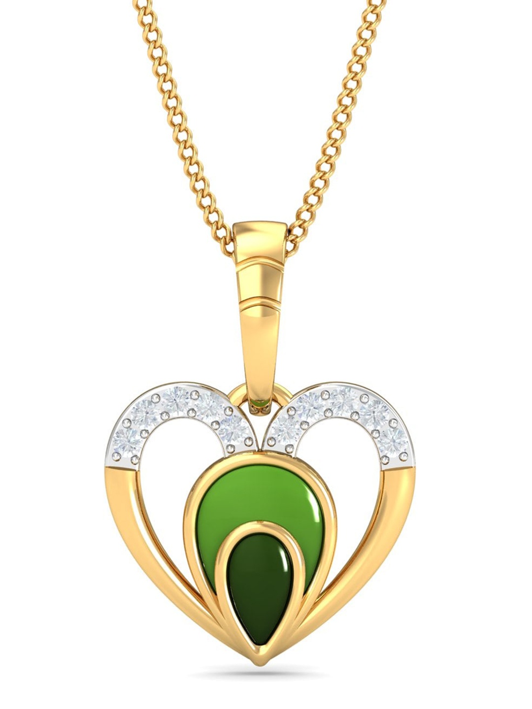 

KUBERBOX Heart Enamel 18KT Gold Diamonds Studded Pendant -1.08 gm