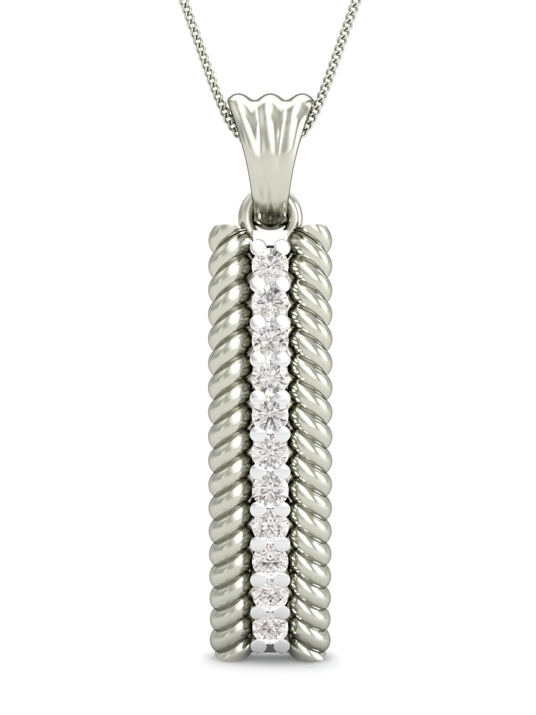 

KUBERBOX The Star Line Up 18KT White Gold Diamond-Studded Pendant -2.4gm, Silver