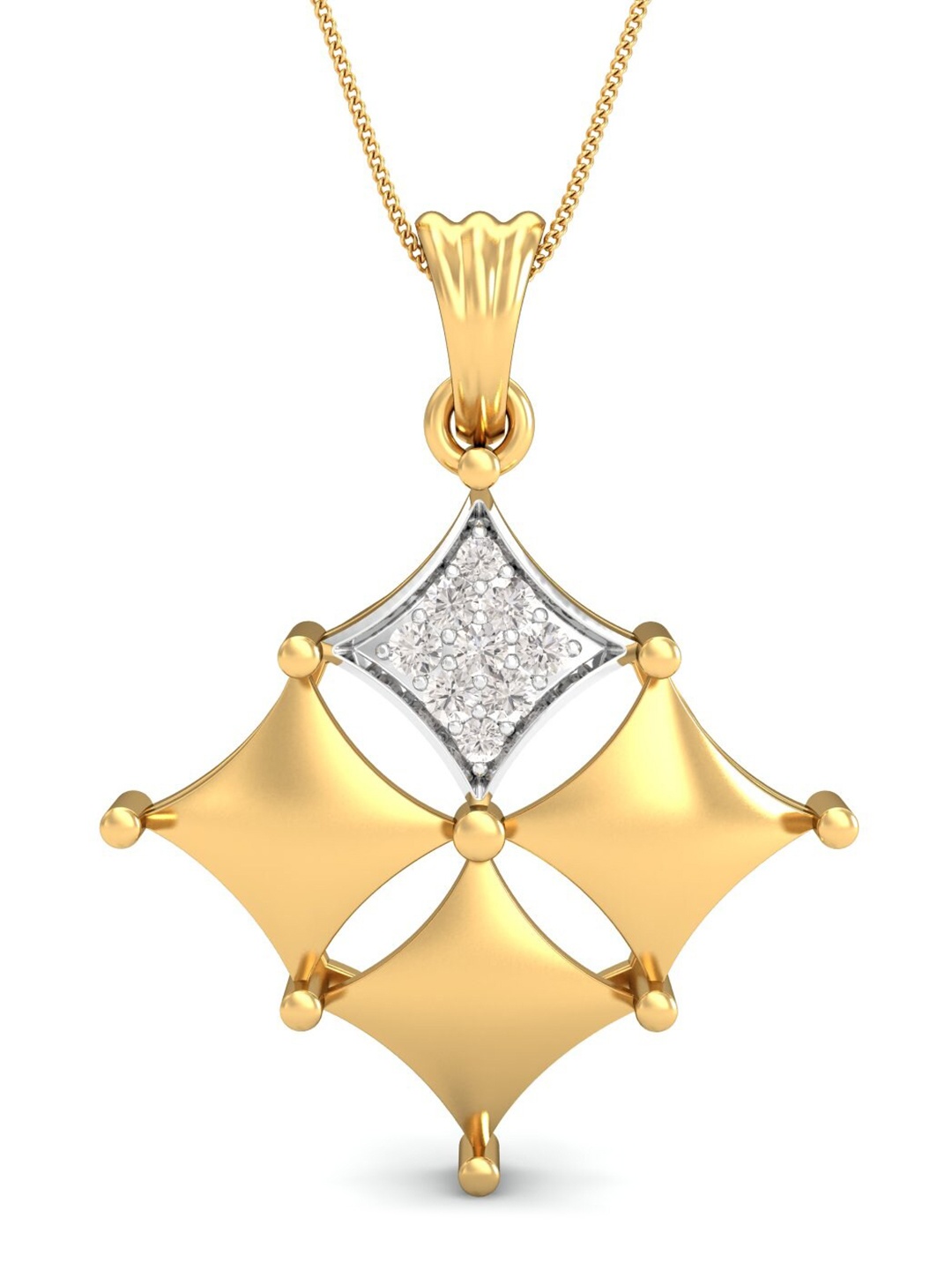 

KUBERBOX Majestic 18KT Gold Diamond-Studded Pendant- 2.44 gm