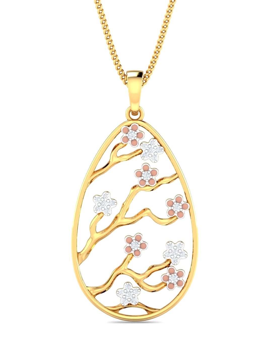 

KUBERBOX Bloom 18KT Gold Diamond-Studded Enamel Pendant 1.6 g