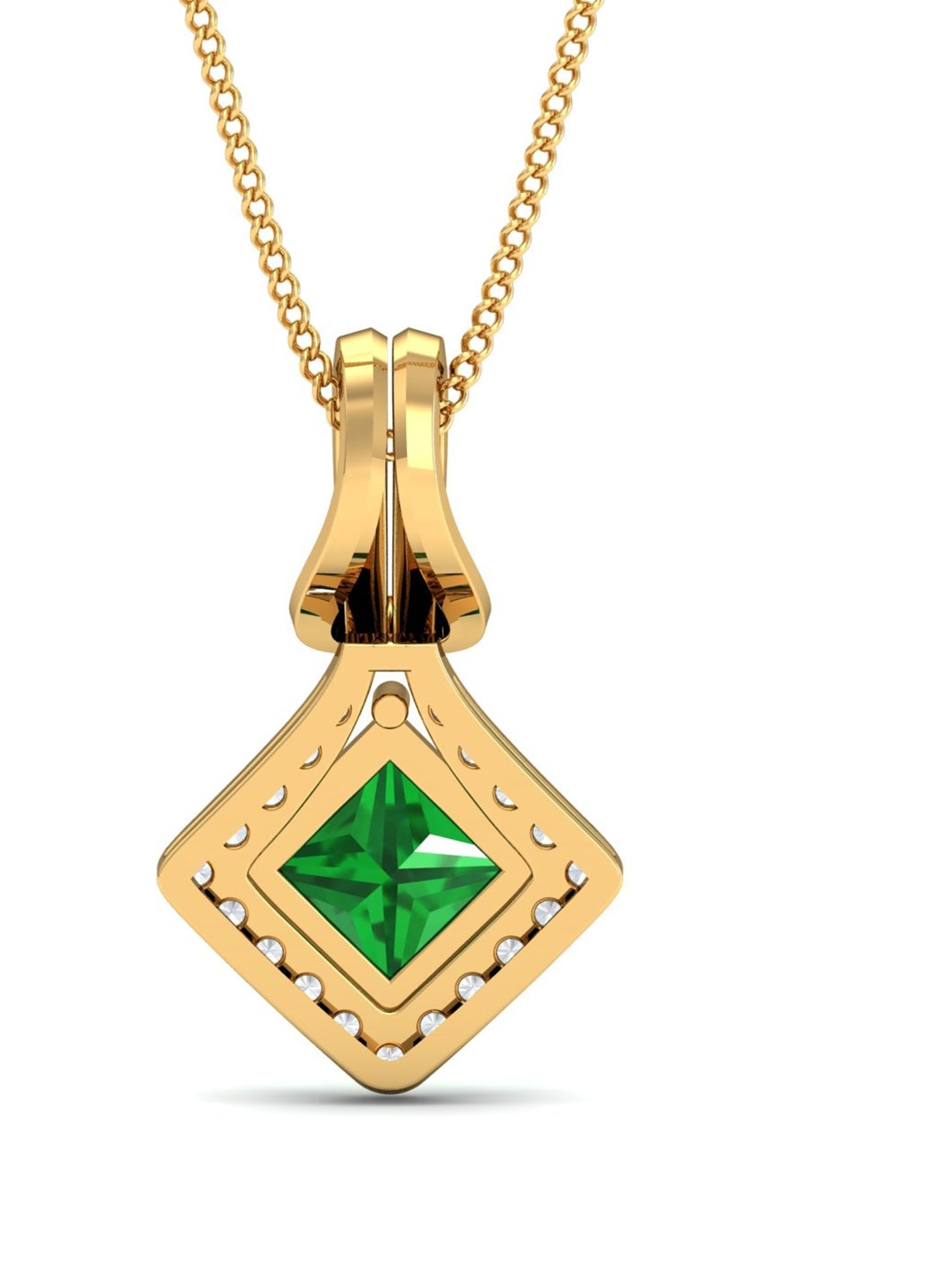 

KUBERBOX Eloise 18KT Gold Diamond-Studded Emerald Pendant 1.76 gm