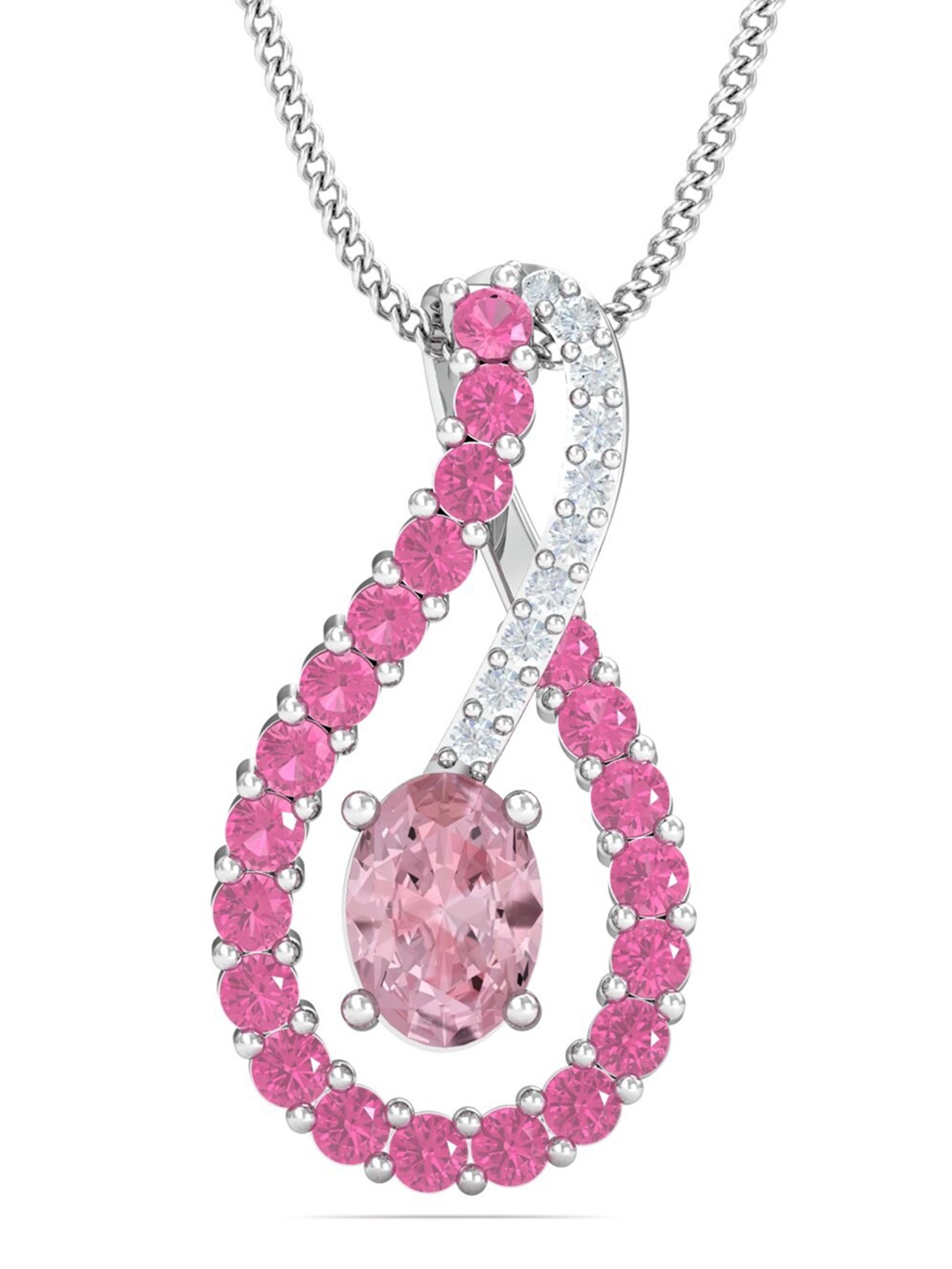 

KUBERBOX 18K White Gold Diamond & Gemstone-Studded Pendant - 2.71gm