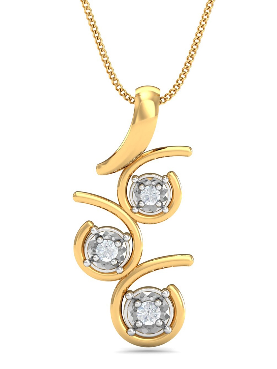 

KUBERBOX Stylish Solitaire 18KT Gold Diamonds Studded Pendant -2.48gm
