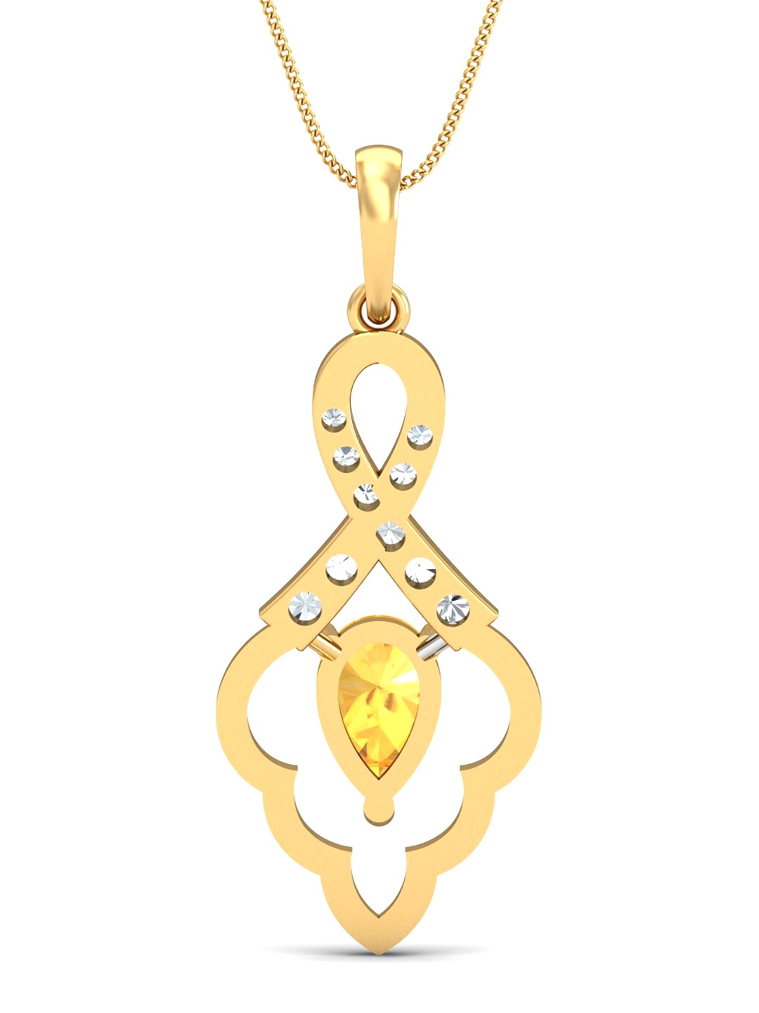 

KUBERBOX 18KT Gold Diamond & Gemstone-Studded Pendant - 1.99 gm