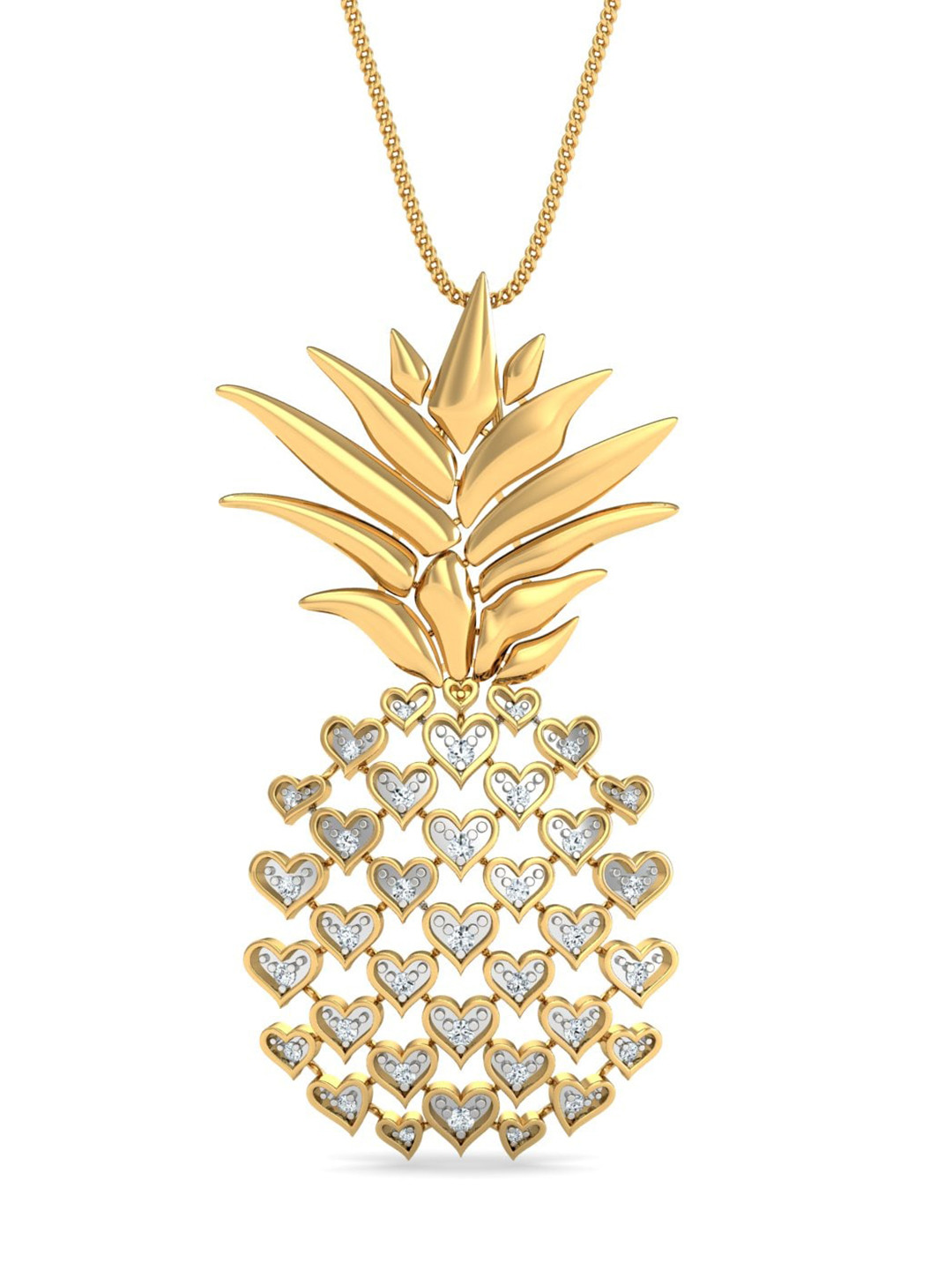 

KUBERBOX Pineapple 18KT Gold Diamond-Studded Pendant- 3.36 gm